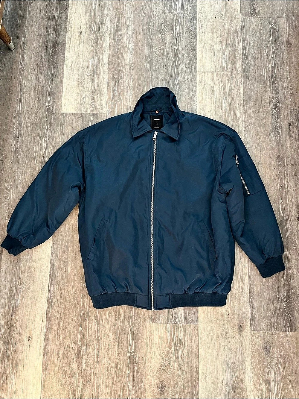 Cotton On Mens Bomber Jacket Size S Navy Blue Full Zip Sleeve Pocket Lightweight